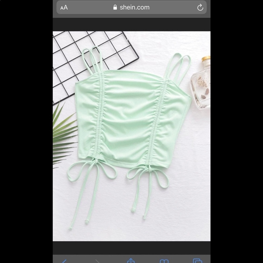 Shein mint green ruched drawstring crop top